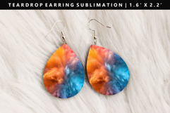 Rainbow Teardrop Earring Sublimation PNG Design Product Image 1