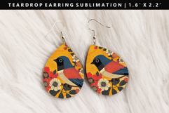 Hanafuda Teardrop Earring Sublimation PNG Design Product Image 1