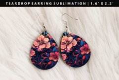 Flower Teardrop Earring Sublimation PNG Design Product Image 1