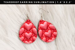 Puff Heart Teardrop Earring Sublimation PNG Design Product Image 1