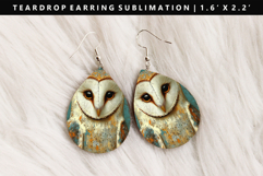 Owl Teardrop Earring Sublimation PNG Design Product Image 1