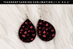 Heart Teardrop Earring Sublimation PNG Design Product Image 1
