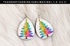 Watercolor Teardrop Earring Sublimation PNG Design Product Image 1