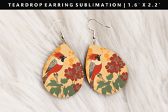 Hanafuda Teardrop Earring Sublimation PNG Design Product Image 1