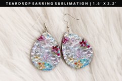 Flower Teardrop Earring Sublimation PNG Design Product Image 1