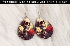 Skull Teardrop Earring Sublimation PNG Design Product Image 1