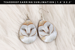 Owl Teardrop Earring Sublimation PNG Design Product Image 1