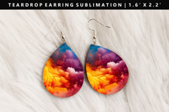 Rainbow Teardrop Earring Sublimation PNG Design Product Image 1