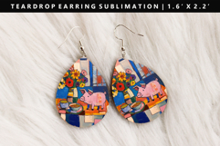 Pig Teardrop Earring Sublimation PNG Design Product Image 1