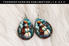 Snowman Teardrop Earring Sublimation PNG Design Product Image 1