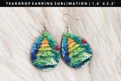 Watercolor Teardrop Earring Sublimation PNG Design Product Image 1