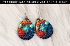 Celestial Teardrop Earring Sublimation PNG Design Product Image 1