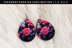Flower Teardrop Earring Sublimation PNG Design Product Image 1