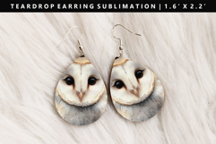 Owl Teardrop Earring Sublimation PNG Design Product Image 1