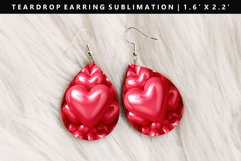 Puff Heart Teardrop Earring Sublimation PNG Design Product Image 1