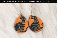 Funny Cat Teardrop Earring Sublimation PNG Design Product Image 1