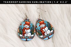 Snowman Teardrop Earring Sublimation PNG Design Product Image 1