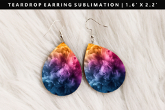 Rainbow Teardrop Earring Sublimation PNG Design Product Image 1