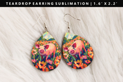 Pig Teardrop Earring Sublimation PNG Design Product Image 1