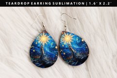 Celestial Teardrop Earring Sublimation PNG Design Product Image 1
