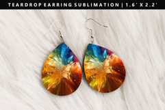 Rainbow Teardrop Earring Sublimation PNG Design Product Image 1