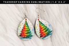 Watercolor Teardrop Earring Sublimation PNG Design Product Image 1