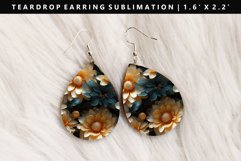 Flower Teardrop Earring Sublimation PNG Design Product Image 1
