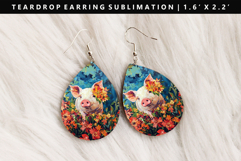Pig Teardrop Earring Sublimation PNG Design Product Image 1
