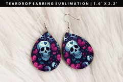 Skull Teardrop Earring Sublimation PNG Design Product Image 1
