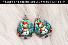 Snowman Teardrop Earring Sublimation PNG Design Product Image 1