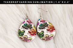 Flower Teardrop Earring Sublimation PNG Design Product Image 1