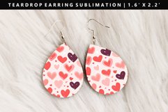 Heart Teardrop Earring Sublimation PNG Design Product Image 1
