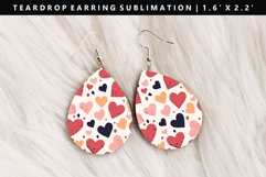 Heart Teardrop Earring Sublimation PNG Design Product Image 1
