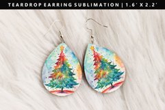 Watercolor Teardrop Earring Sublimation PNG Design Product Image 1