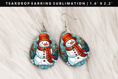 Snowman Teardrop Earring Sublimation PNG Design Product Image 1