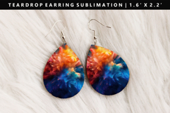 Rainbow Teardrop Earring Sublimation PNG Design Product Image 1