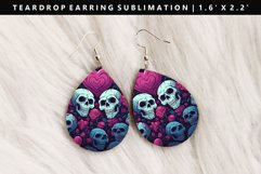 Skull Teardrop Earring Sublimation PNG Design Product Image 1