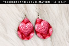 Puff Heart Teardrop Earring Sublimation PNG Design Product Image 1