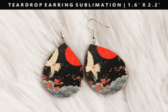 Hanafuda Teardrop Earring Sublimation PNG Design Product Image 1