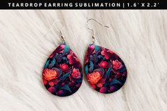 Flower Teardrop Earring Sublimation PNG Design Product Image 1
