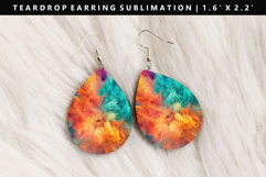 Rainbow Teardrop Earring Sublimation PNG Design Product Image 1