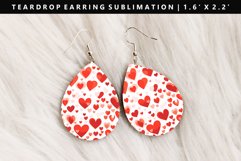 Heart Teardrop Earring Sublimation PNG Design Product Image 1