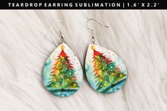 Watercolor Teardrop Earring Sublimation PNG Design Product Image 1