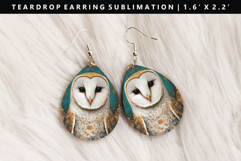 Owl Teardrop Earring Sublimation PNG Design Product Image 1