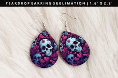 Skull Teardrop Earring Sublimation PNG Design Product Image 1
