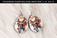 Funny Santa Teardrop Earring Sublimation PNG Design Product Image 1