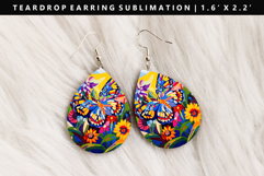 Butterfly Teardrop Earring Sublimation PNG Design Product Image 1