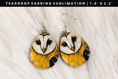 Owl Teardrop Earring Sublimation PNG Design Product Image 1