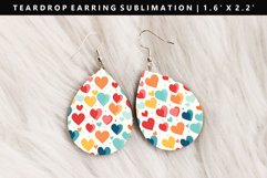 Heart Teardrop Earring Sublimation PNG Design Product Image 1