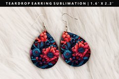 Flower Teardrop Earring Sublimation PNG Design Product Image 1